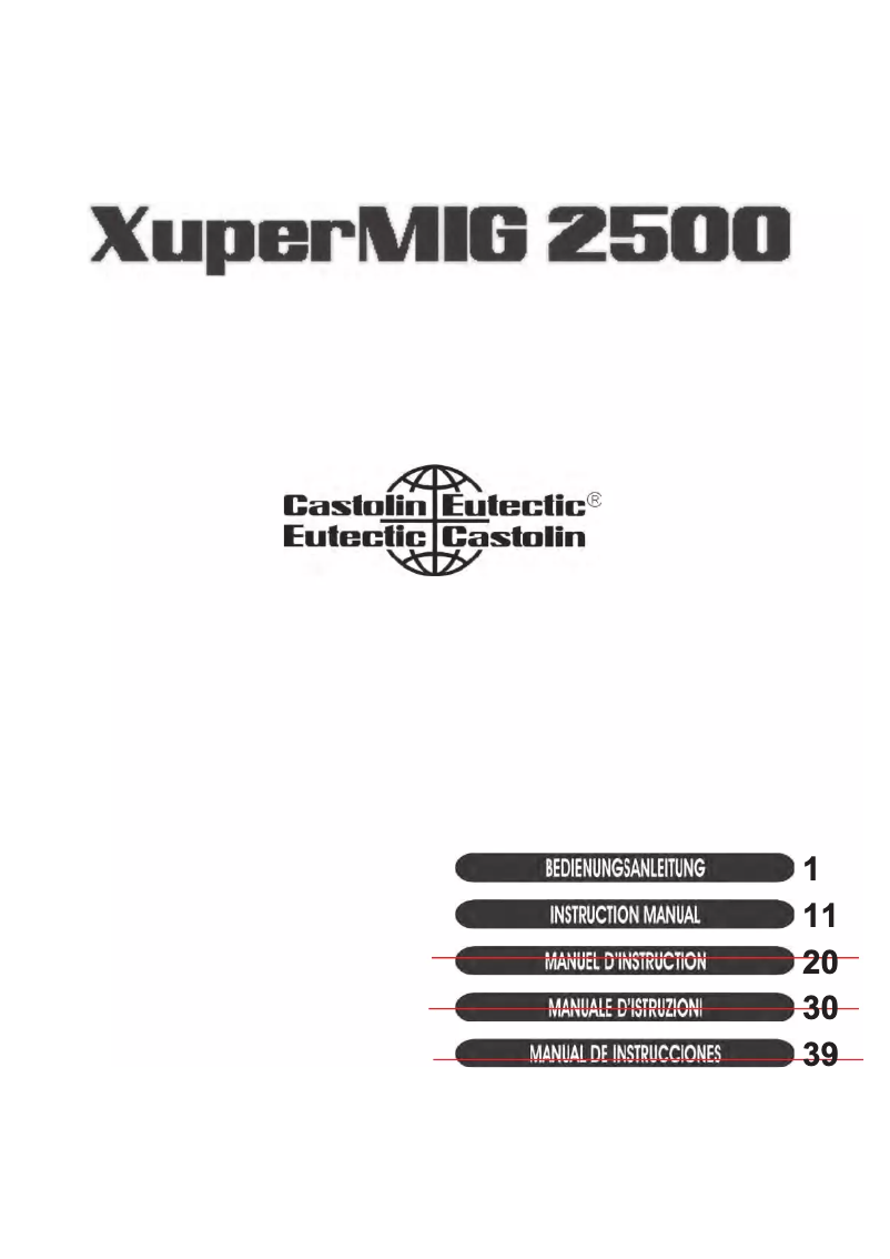First page image of the manual for XuperMIG 2500