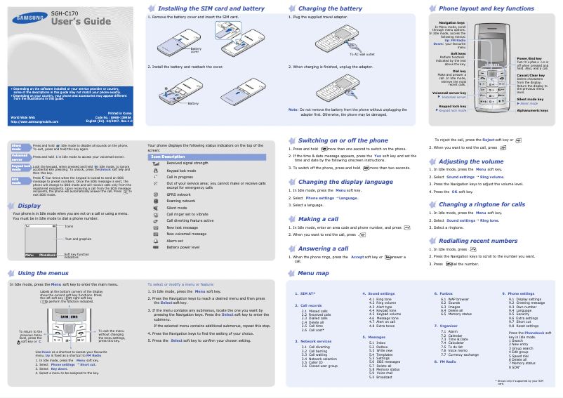 Page 1 of the manual User Manual Samsung SGH-C170