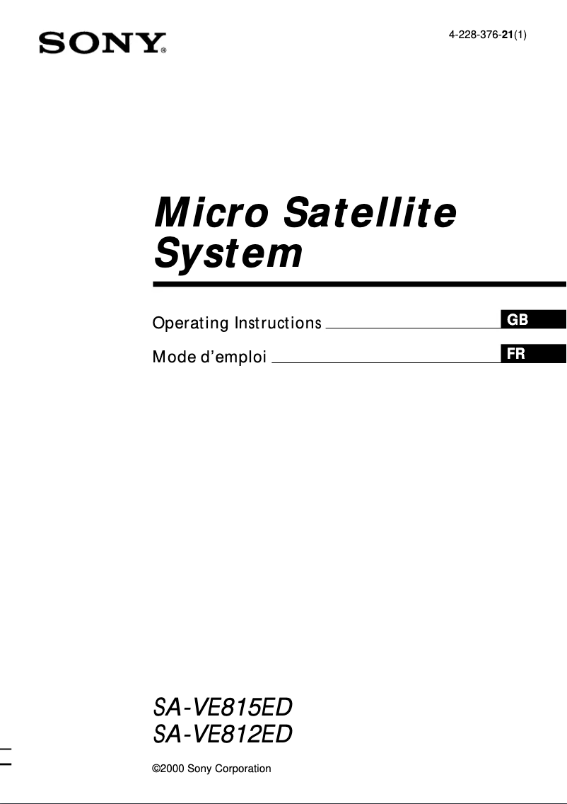 First page image of the manual for SA-VE815ED