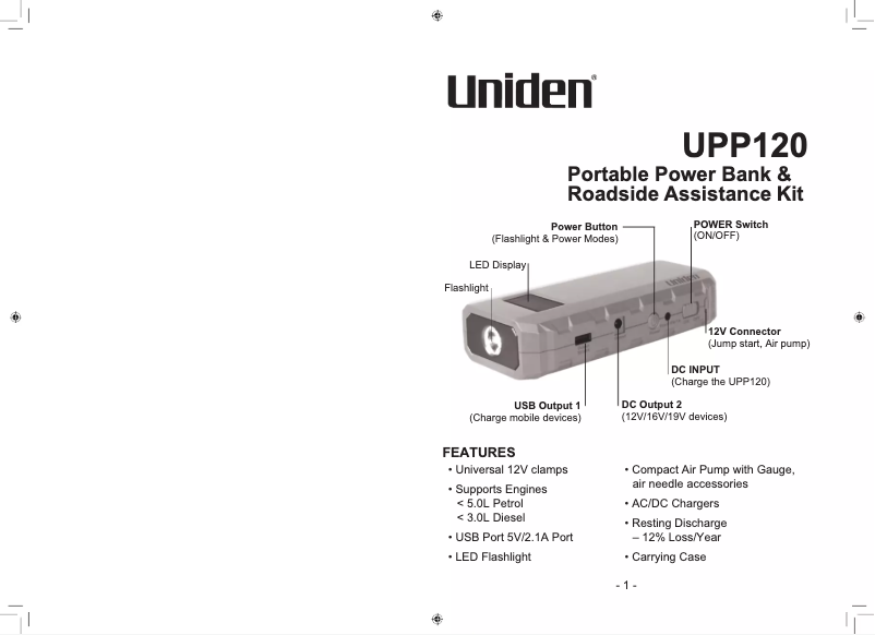 Page 1 of the manual User Manual Uniden UPP 120