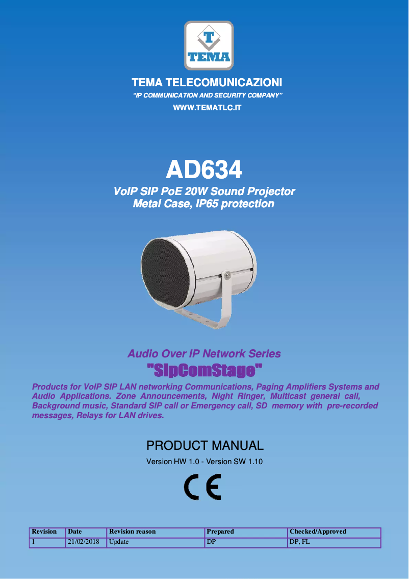 Page 1 of the manual User Manual Tema AD634