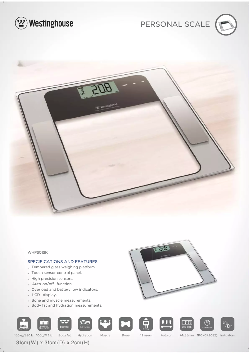 First page image of the manual for WHPS01SK