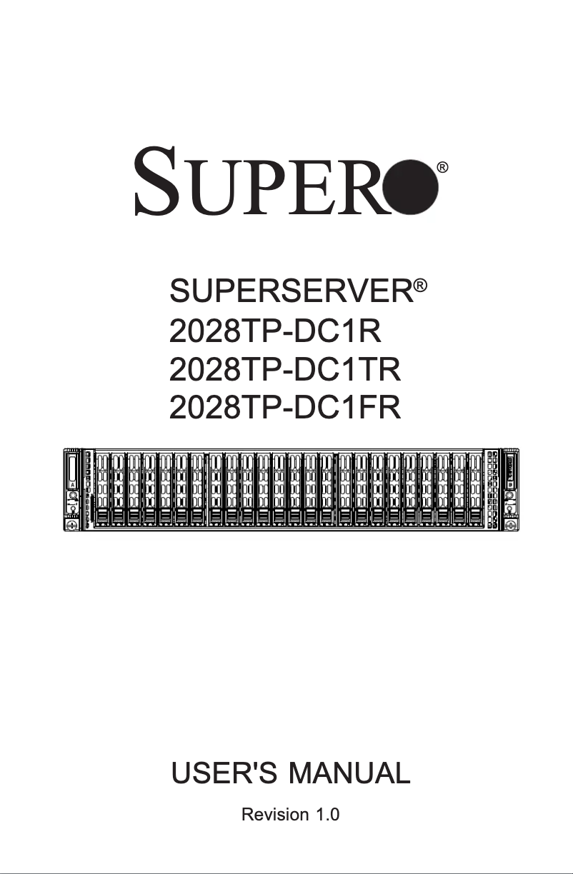 Page 1 of the manual User Manual Supermicro SuperServer 2028TP-DC1TR