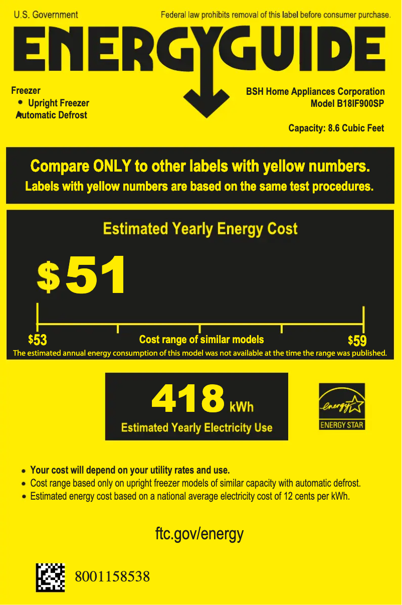 Page 1 of the manual Energy Label Bosch B18IF900SP