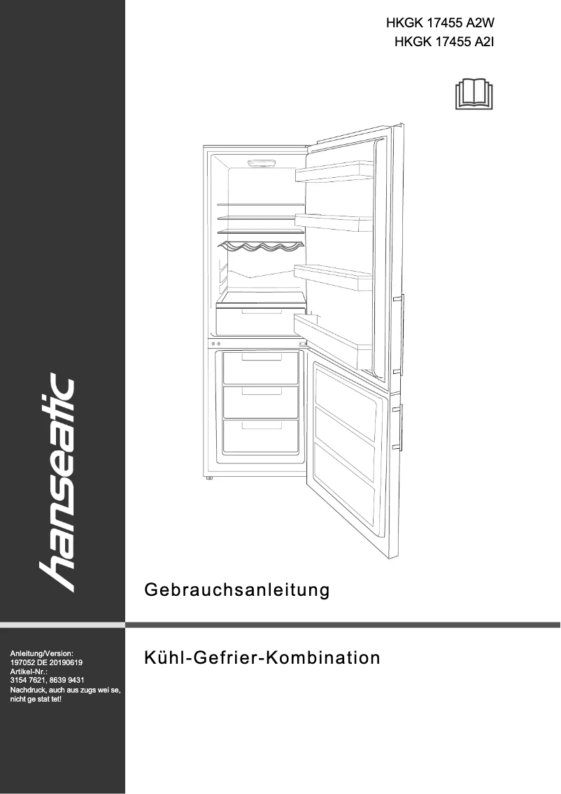 First page image of the manual for HKGK17455A2W