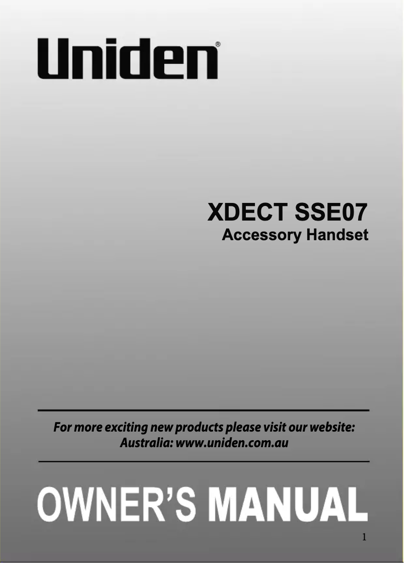 First page image of the manual for SS E07W