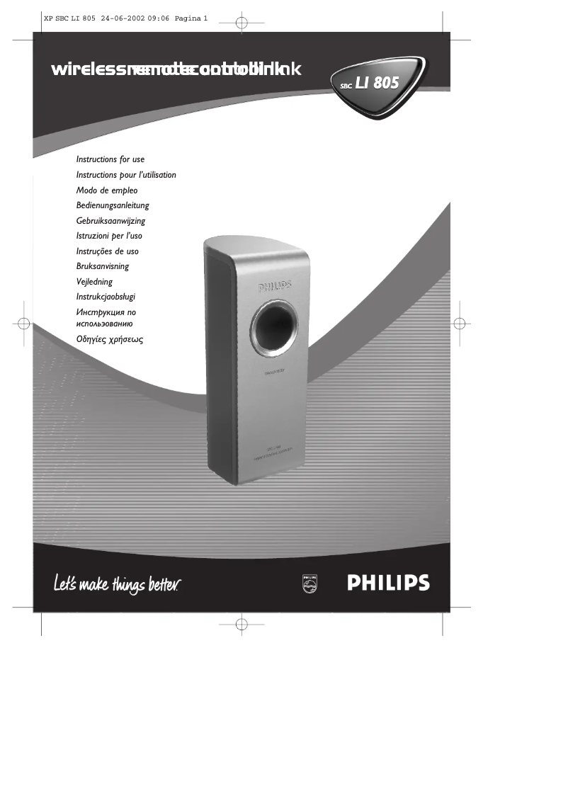 Page 1 of the manual Instruction Manual Philips SBCLI805