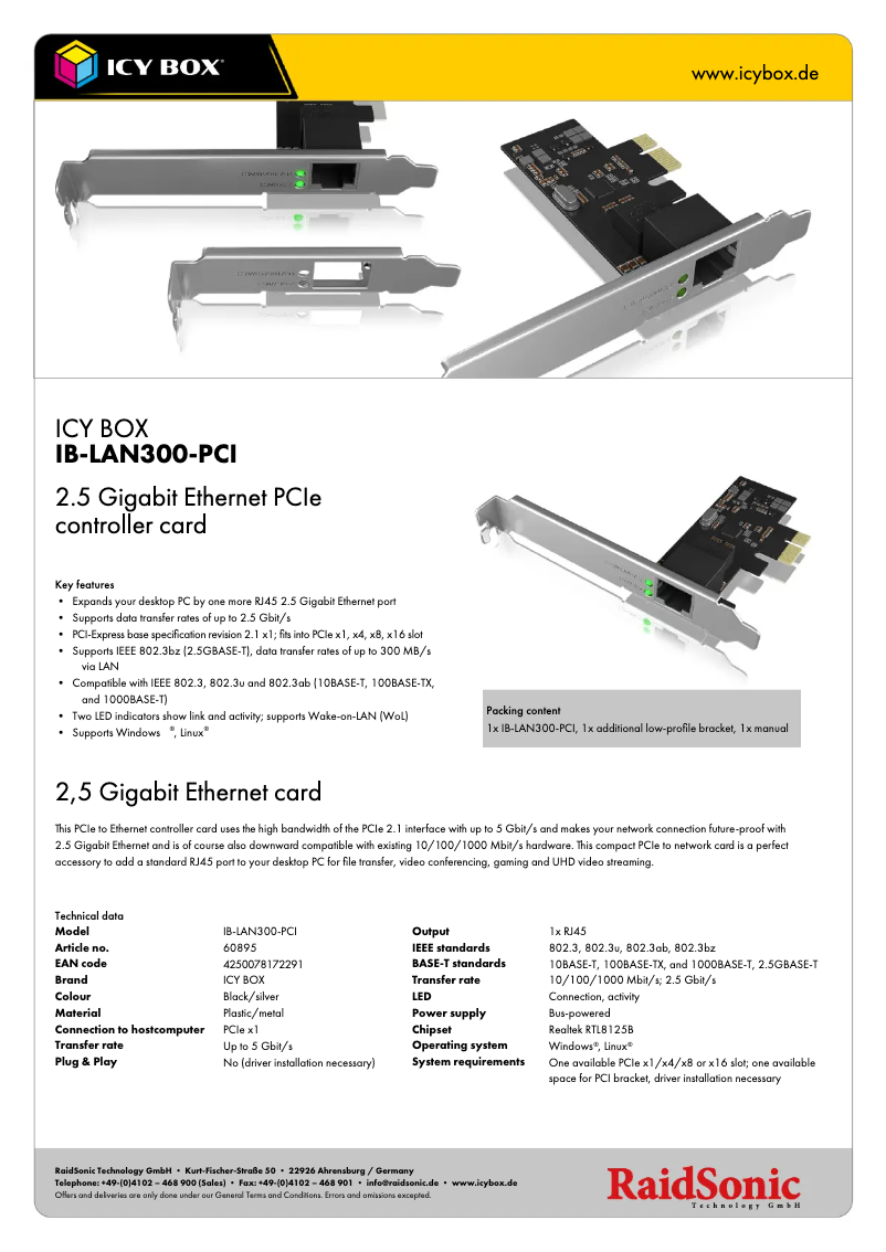 First page image of the manual for IB-LAN300-PCI