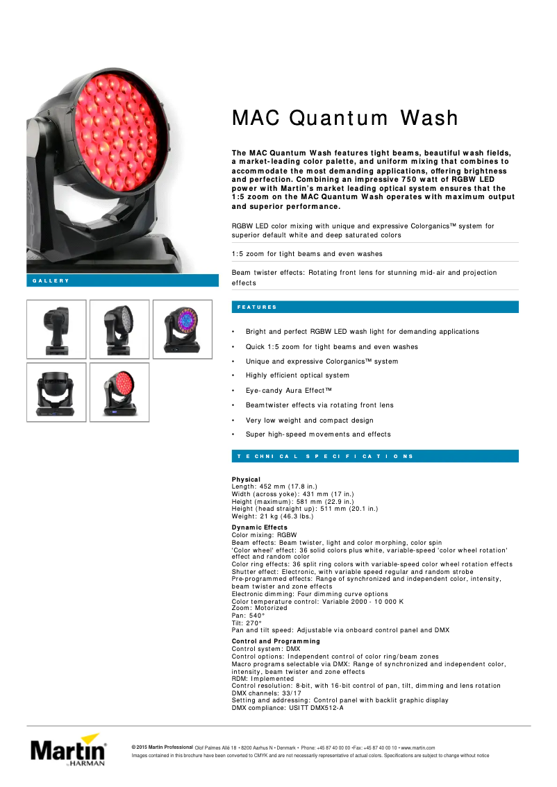 First page image of the manual for MAC Quantum Wash