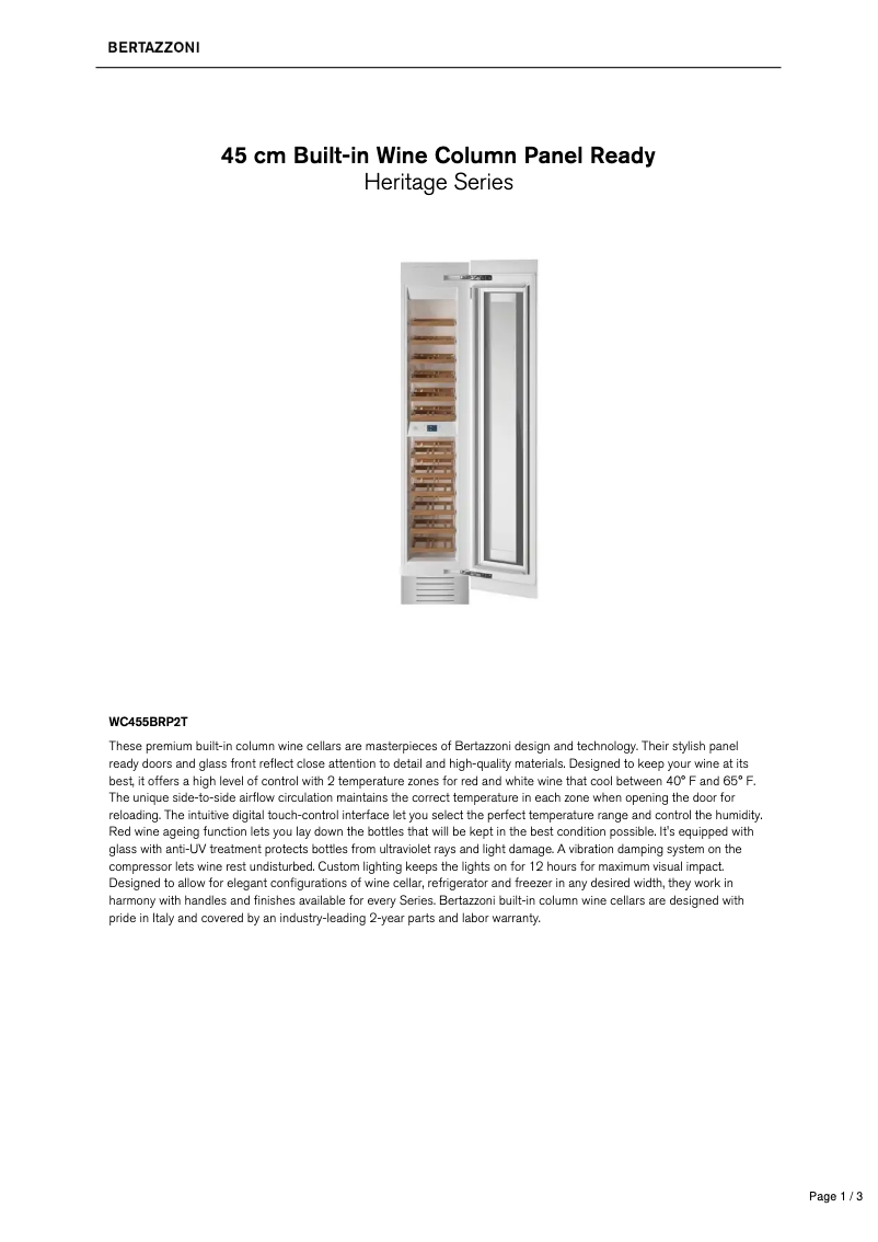 First page image of the manual for WC455BRP2T