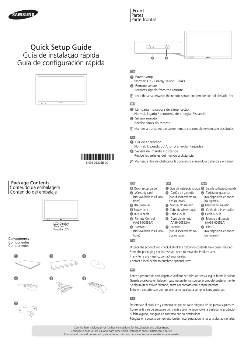 Page 1 of the manual Installation Guide Samsung SyncMaster 320BX