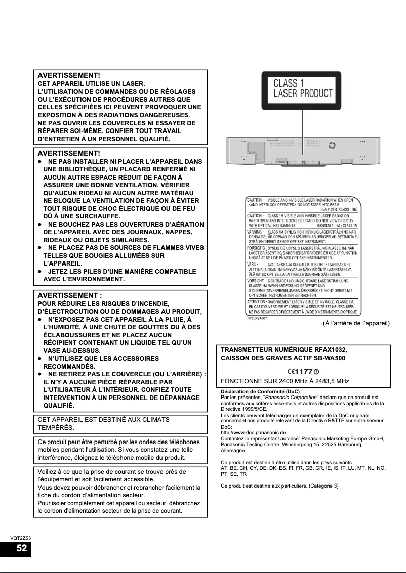 Page 1 of the manual User Manual Panasonic SC-BFT800