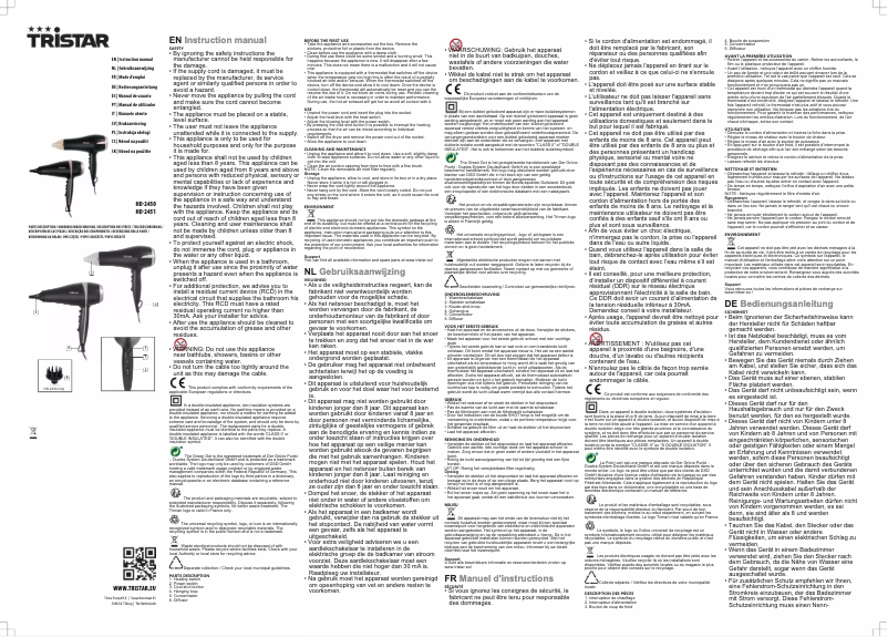 Page 1 of the manual User Manual TriStar HD-2450