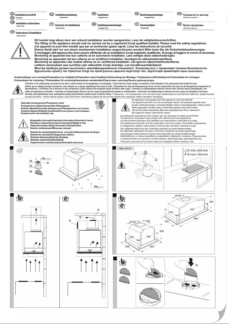 Page 1 of the manual Installation Guide Pelgrim ISWA990RVS
