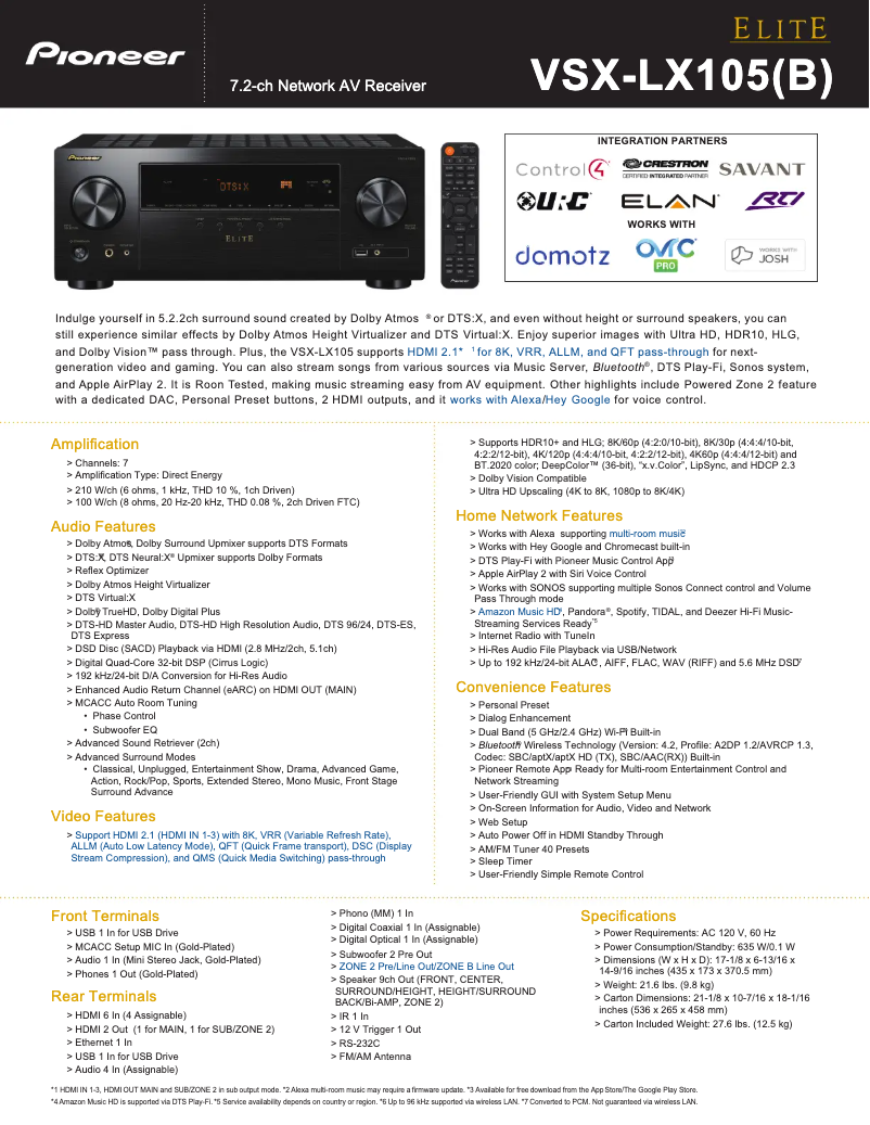First page image of the manual for VSX-LX105