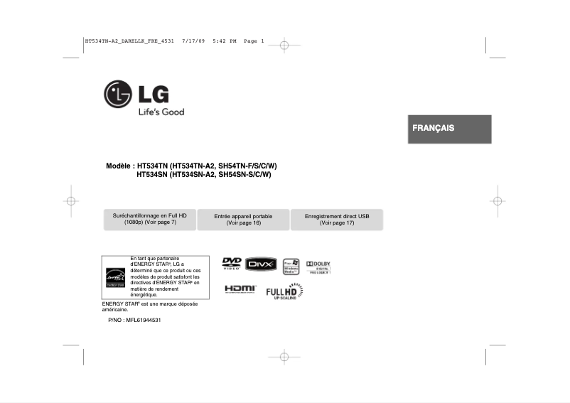 Page 1 of the manual User Manual LG HT534TN