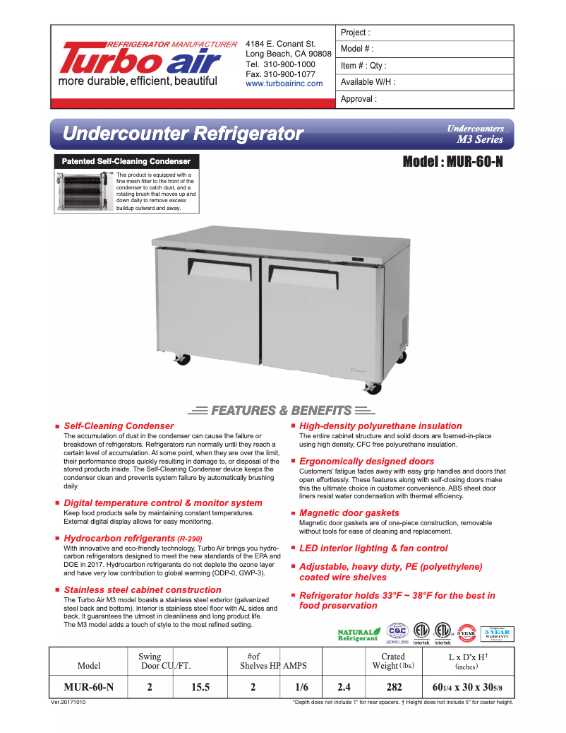 First page image of the manual for MUR-60