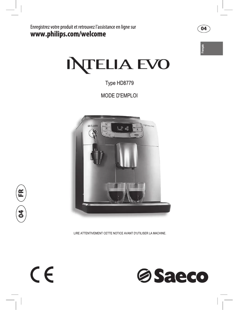 First page image of the manual for Saeco Intelia Evo HD8779
