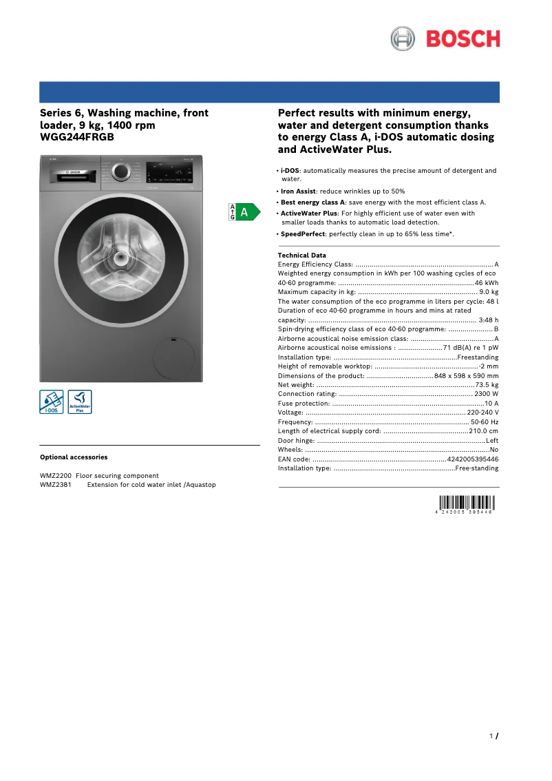 First page image of the manual for WGG244FRGB