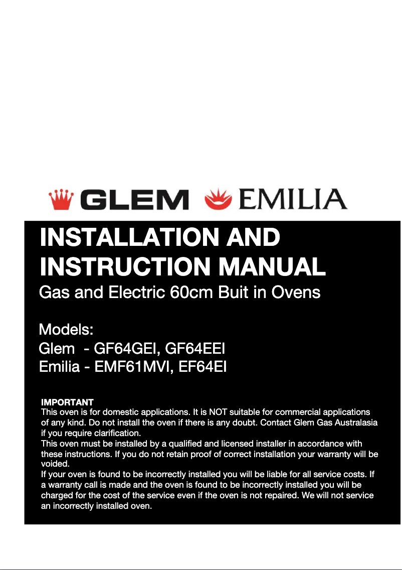 First page image of the manual for GF64EEI