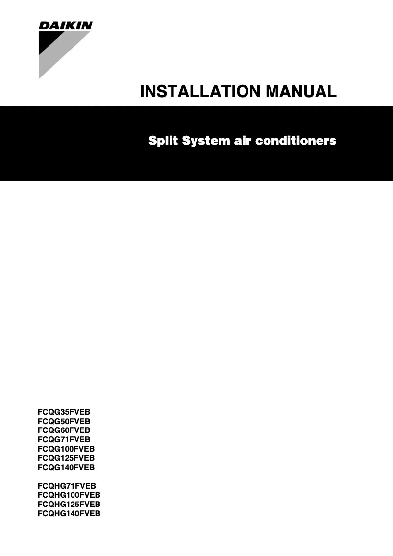 First page image of the manual for FCQG140FVEB