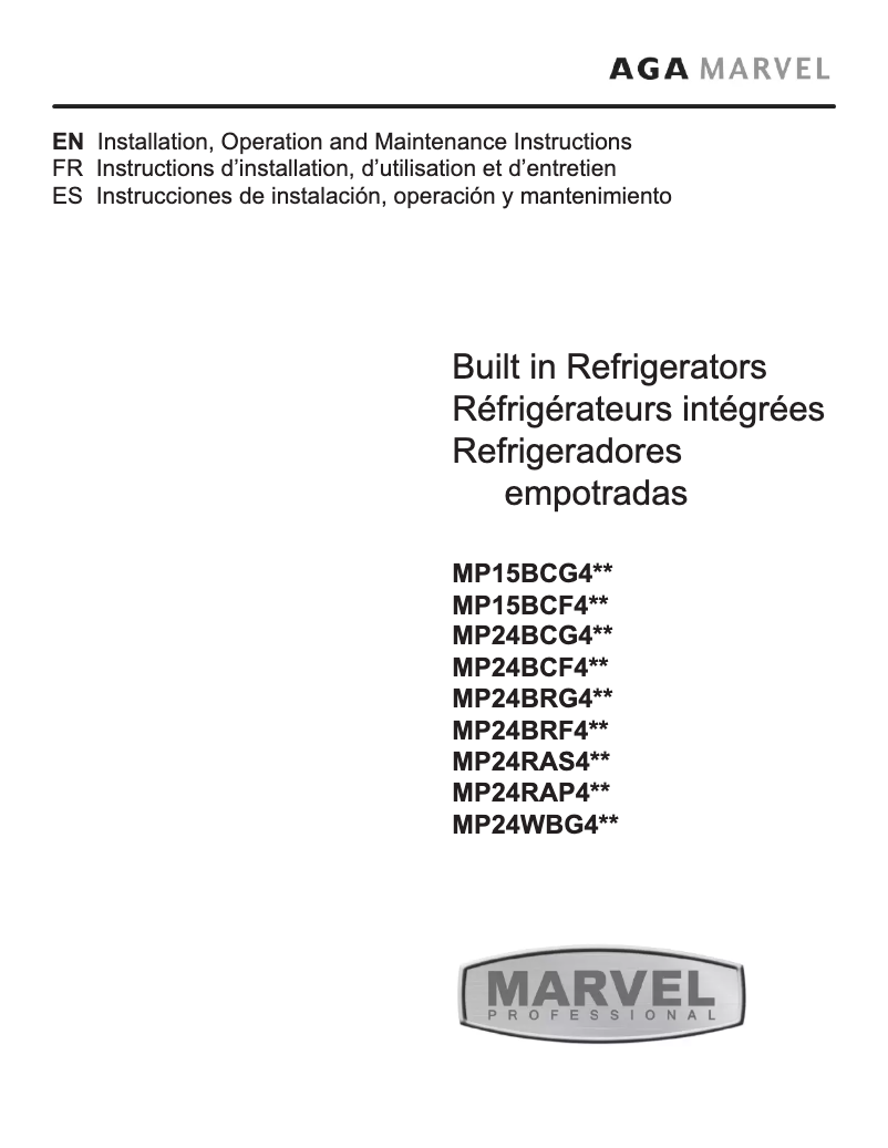 Page 1 of the manual User Manual Marvel MP24RAS4LS