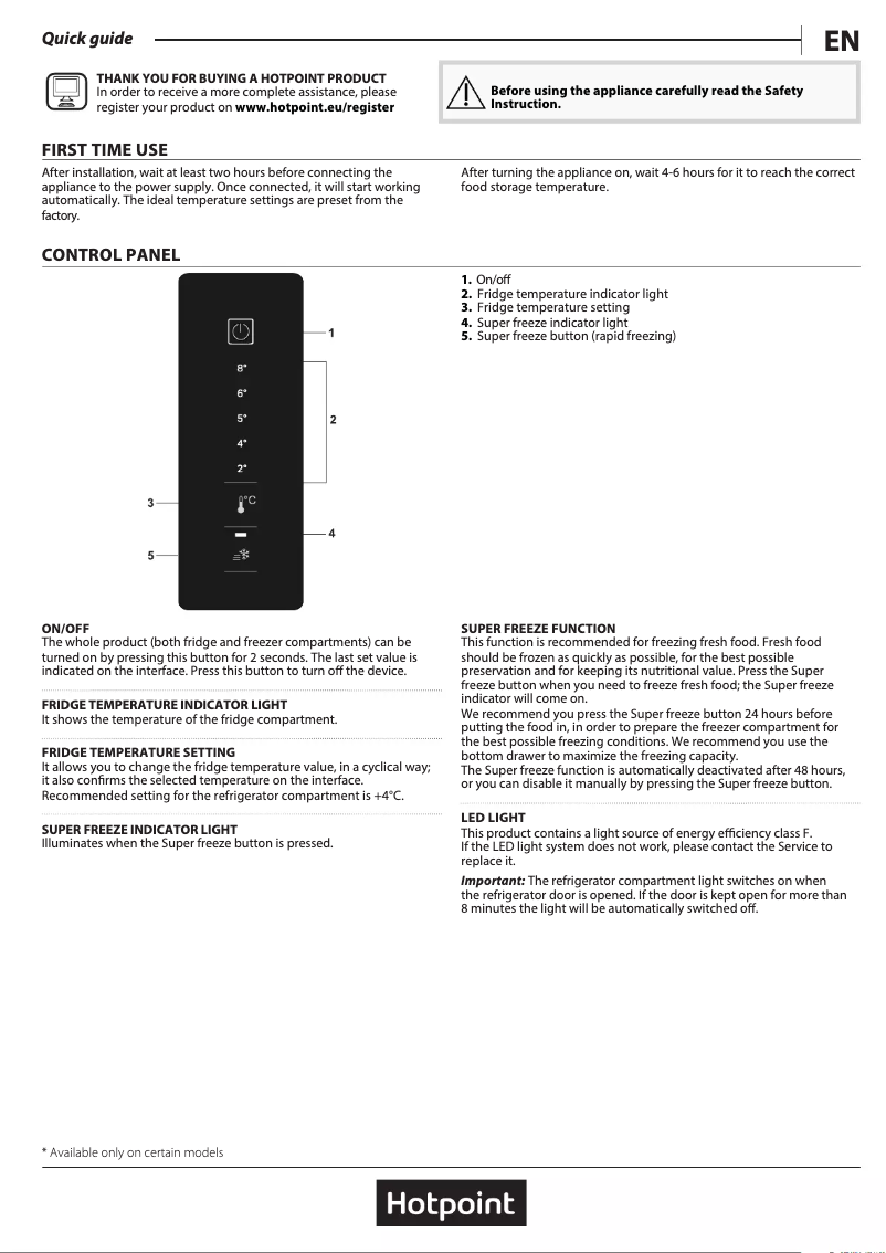 Page 1 of the manual User Manual Hotpoint H5X 82O SK