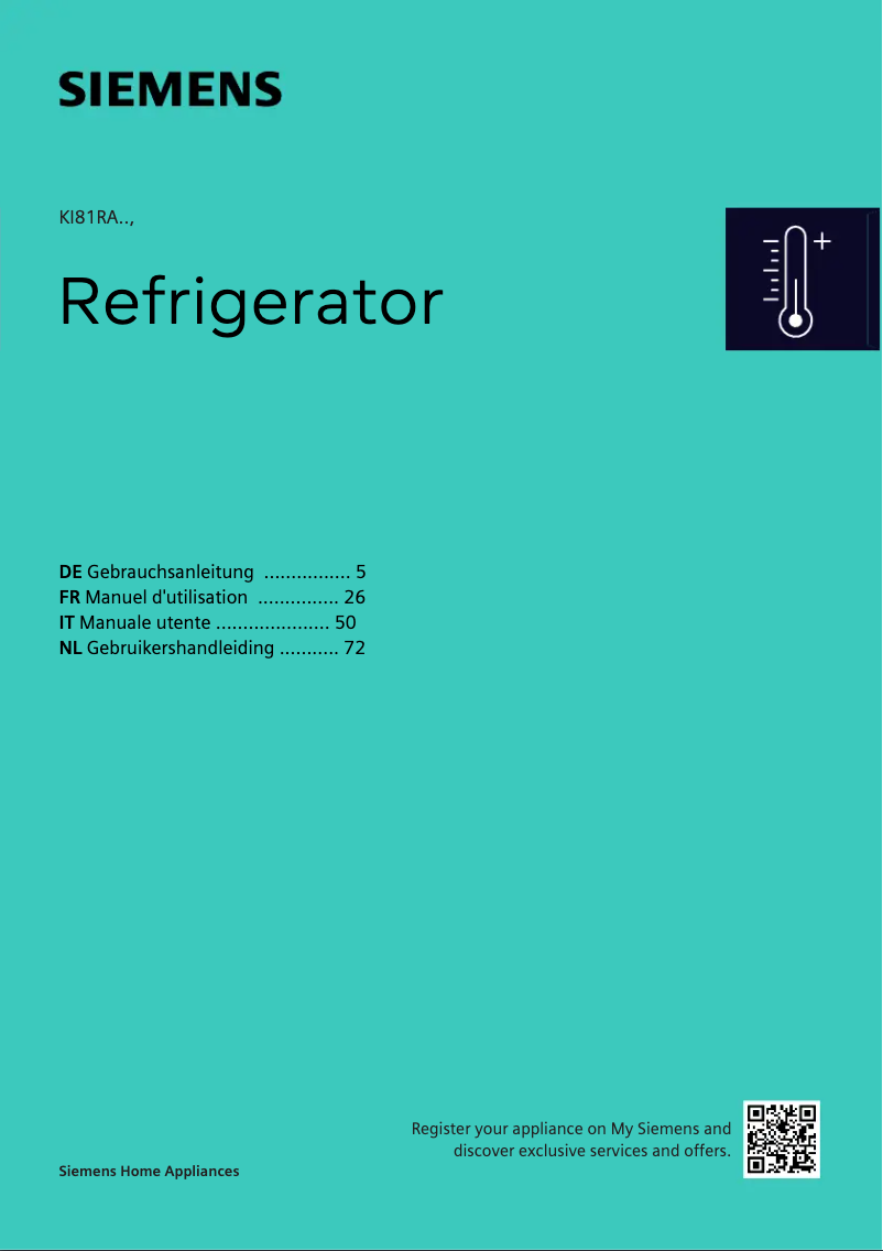 Page 1 of the manual User Manual Siemens KI81REDD0