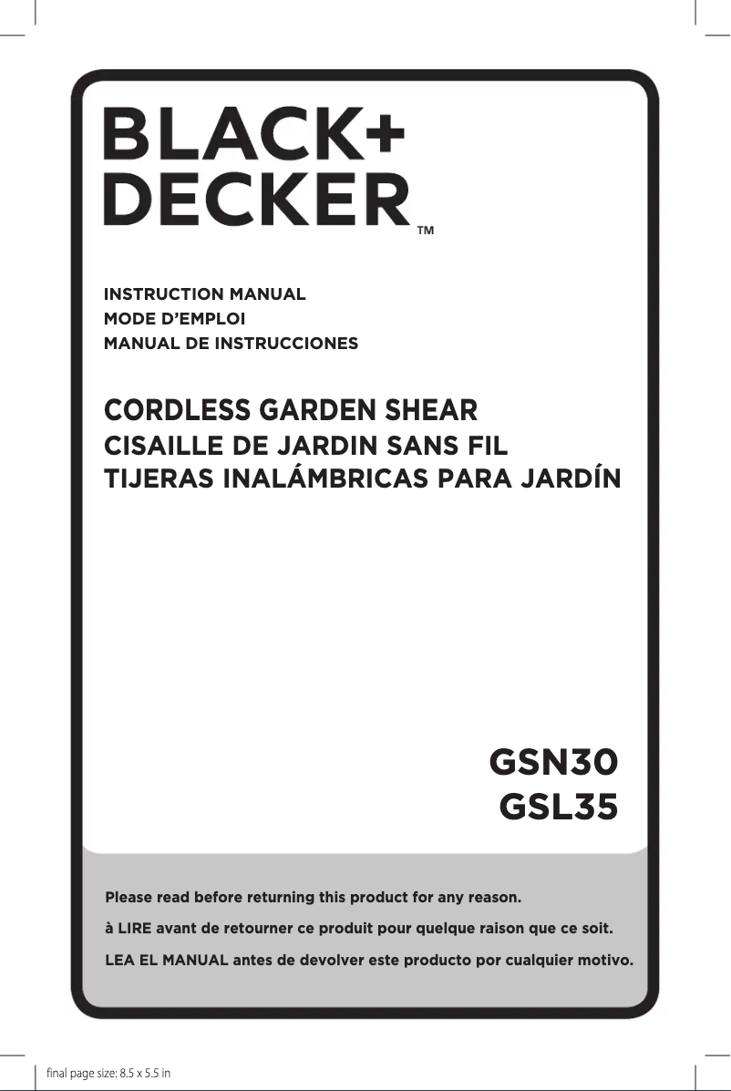 Page 1 of the manual User Manual Black & Decker GSL35