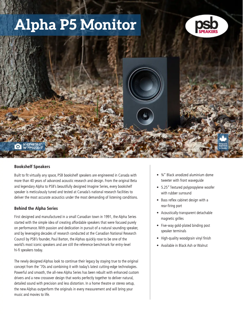 First page image of the manual for Alpha P5