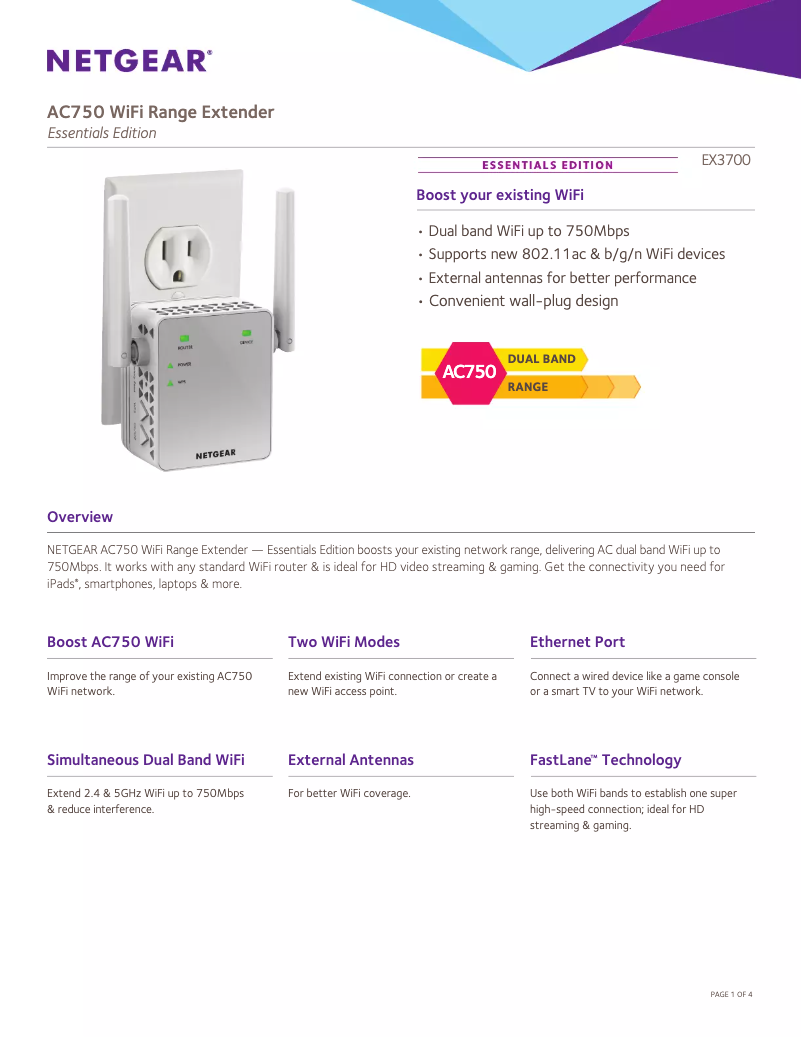 First page image of the manual for EX3700