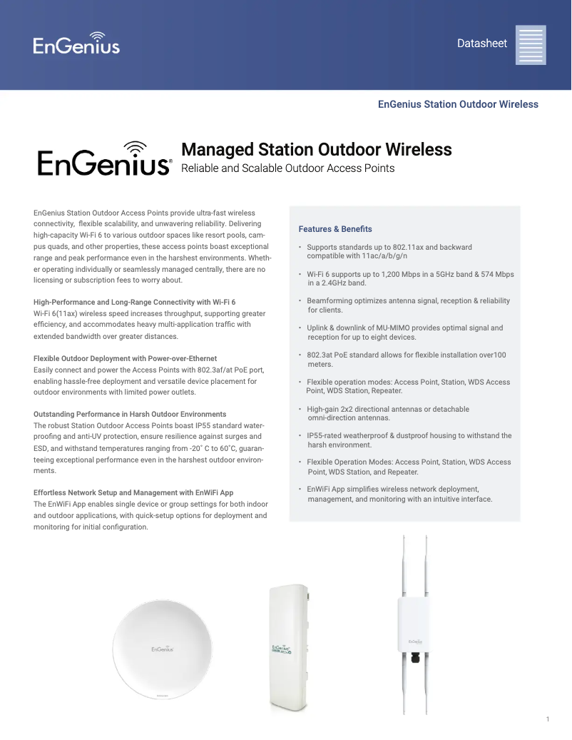 First page image of the manual for ENH500