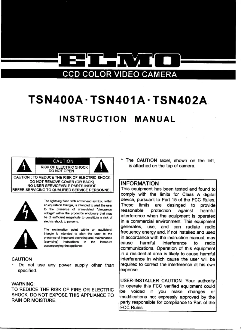 First page image of the manual for TSN400A