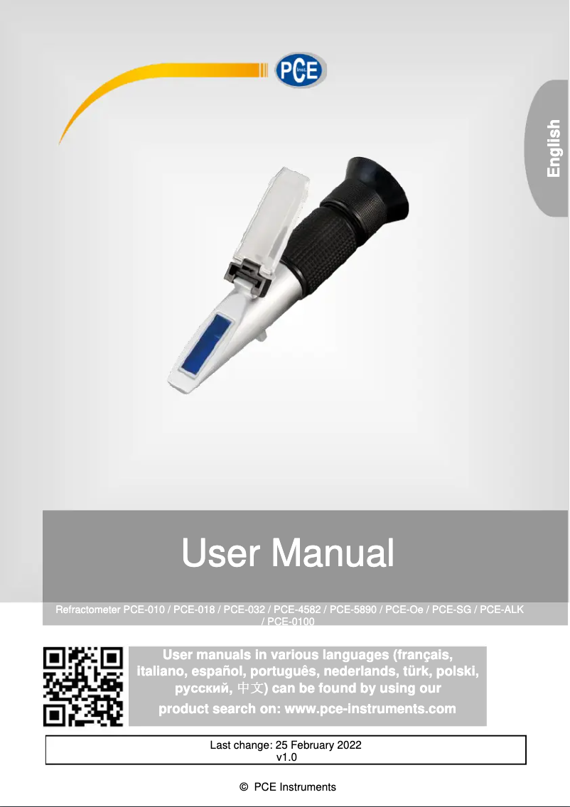 First page image of the manual for PCE-018