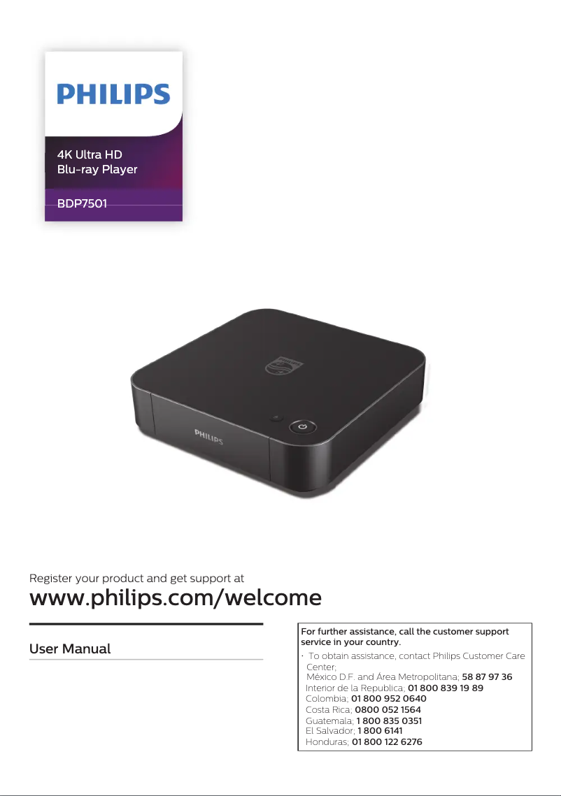 Page 1 of the manual User Manual Philips BDP7501
