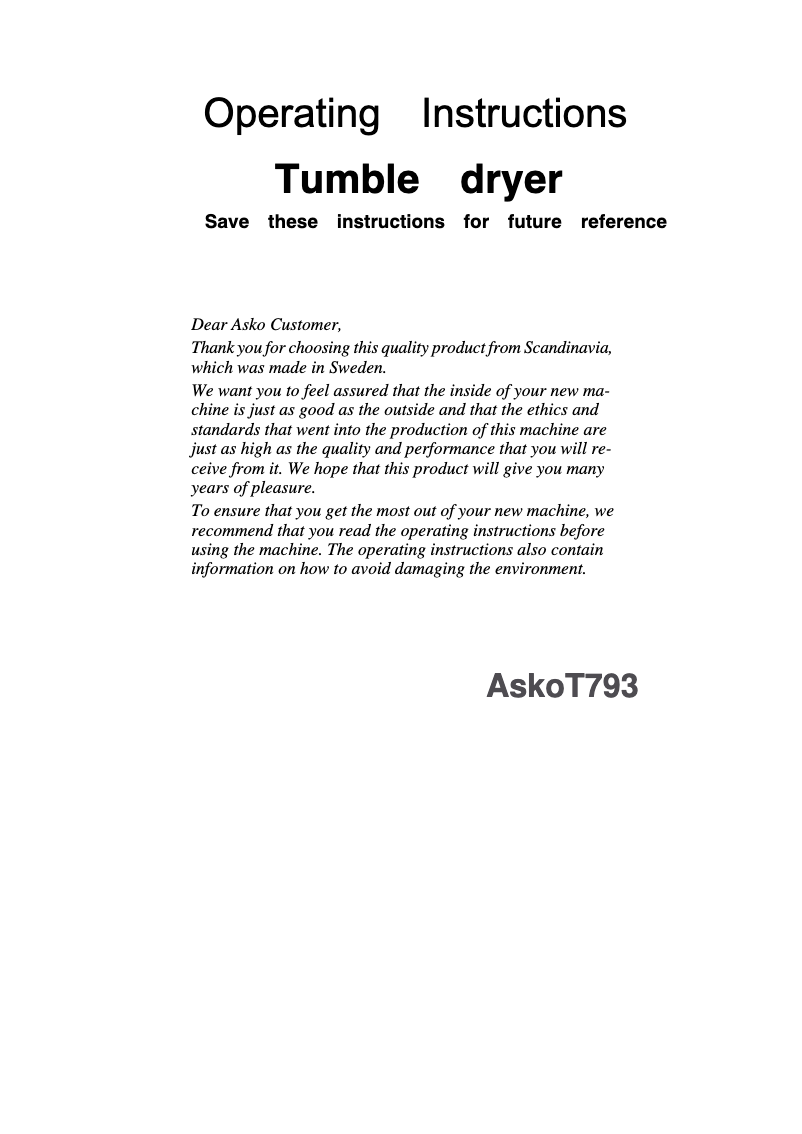 First page image of the manual for T793