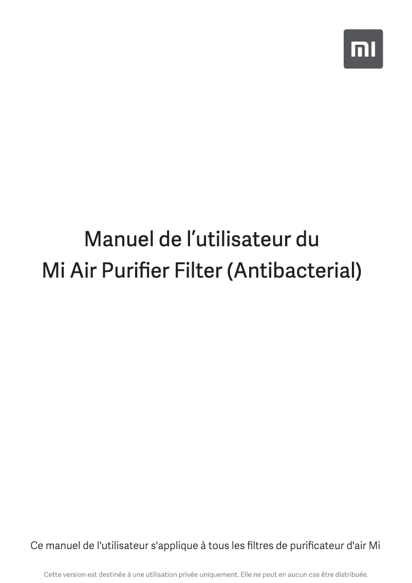 Page 1 of the manual User Manual Xiaomi Mi Air Purifier Filter (Antibacterial)