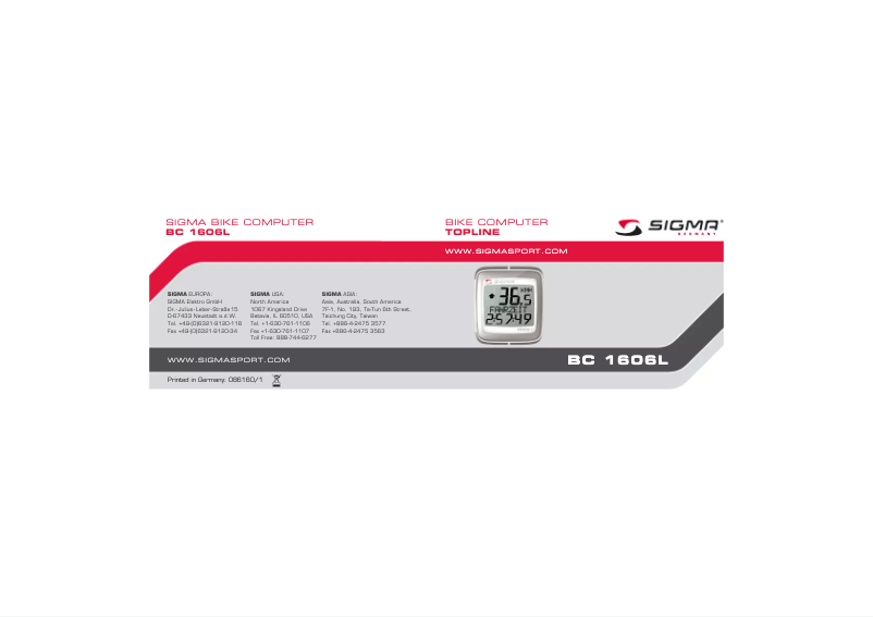 First page image of the manual for BC 1606L