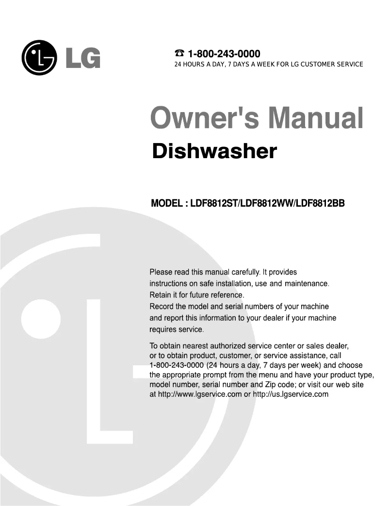 Page 1 of the manual User Manual LG LDF8812WW
