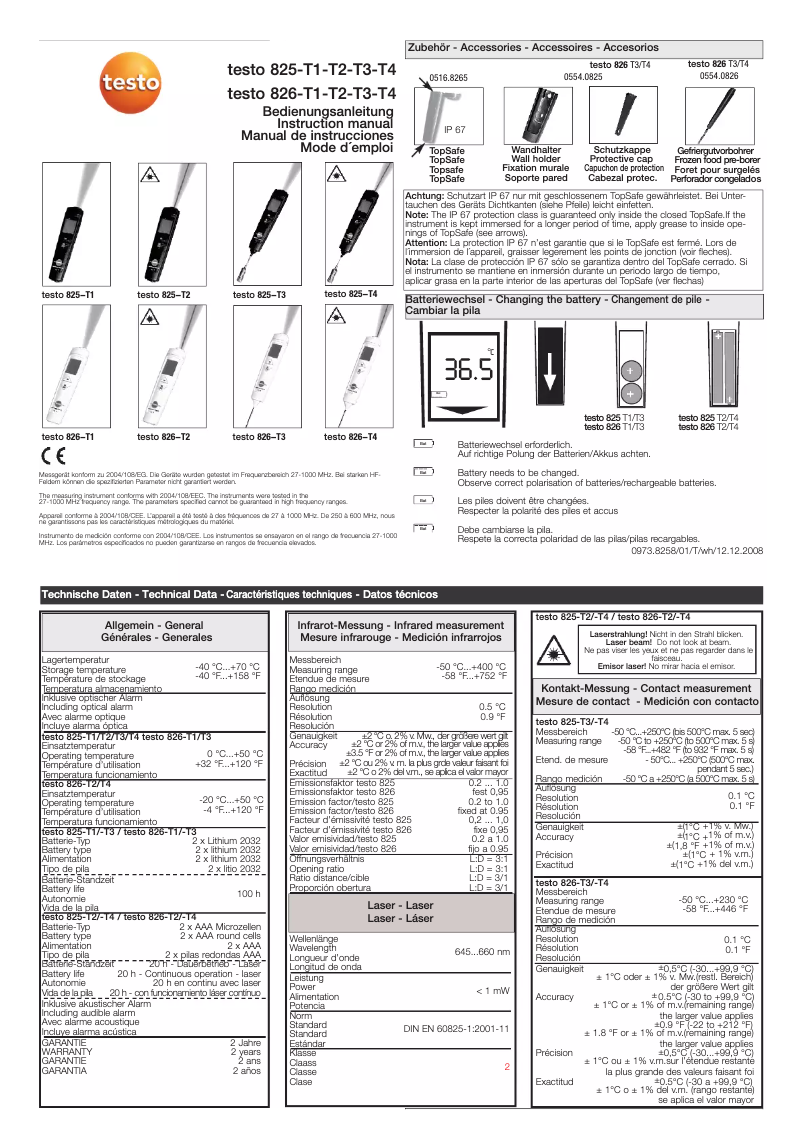 First page image of the manual for 825-T2