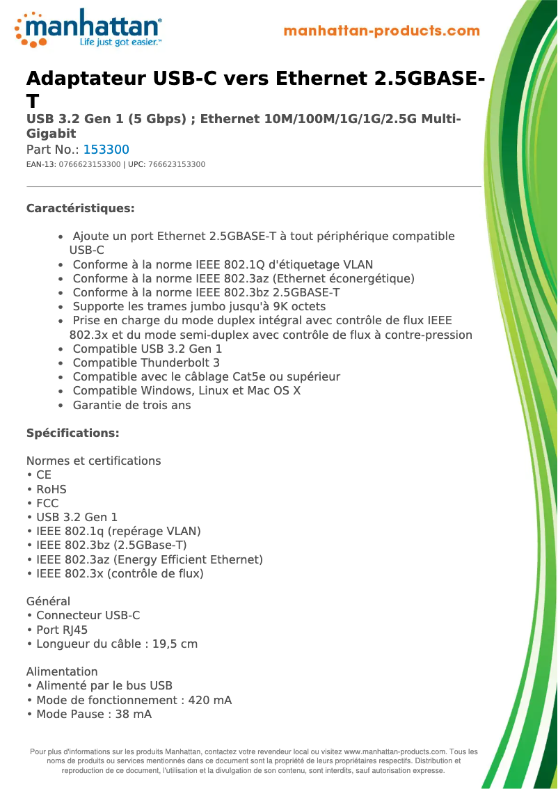 First page image of the manual for 153300