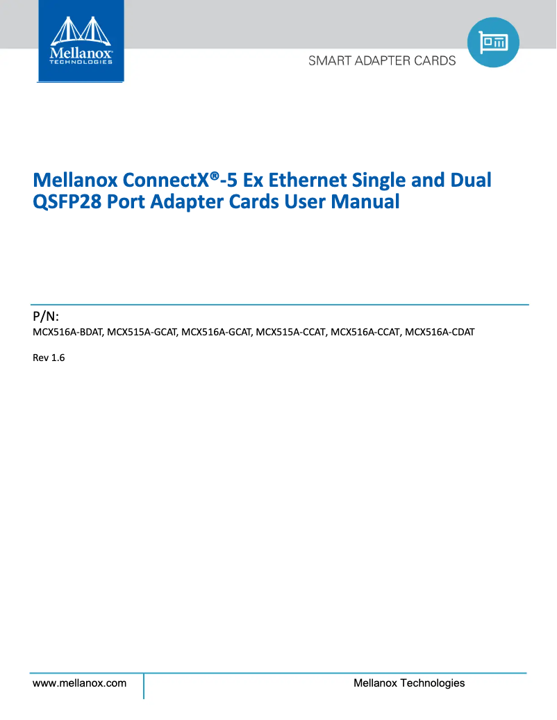First page image of the manual for Mellanox ConnectX-5