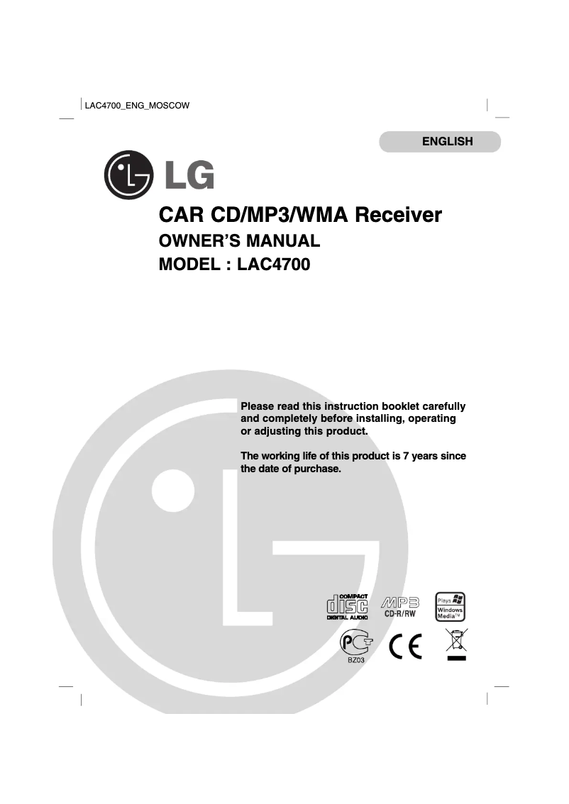 Image de la première page du manuel de l'appareil LAC4700