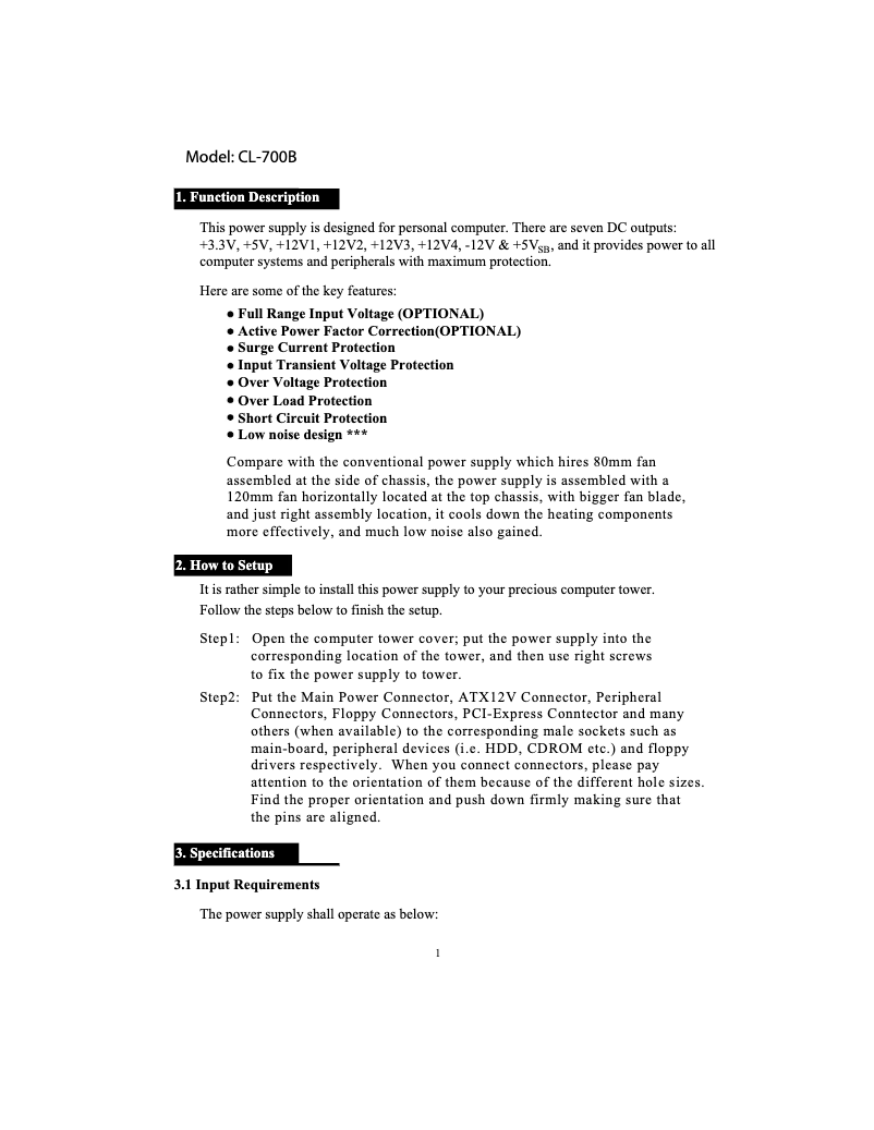 First page image of the manual for CL-700B