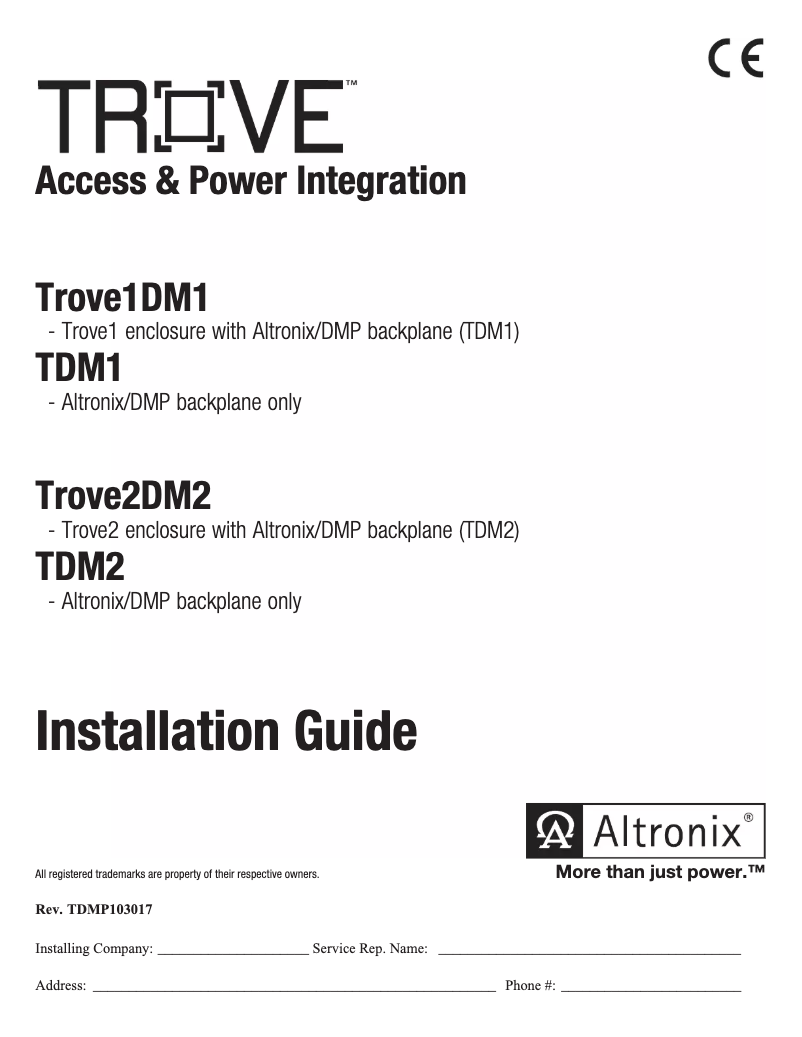 Page 1 of the manual User Manual Altronix Trove2DM2