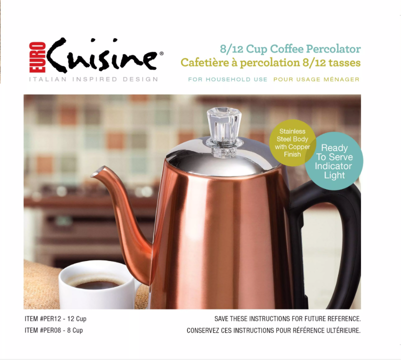 Page 1 of the manual User Manual Euro Cuisine PER12