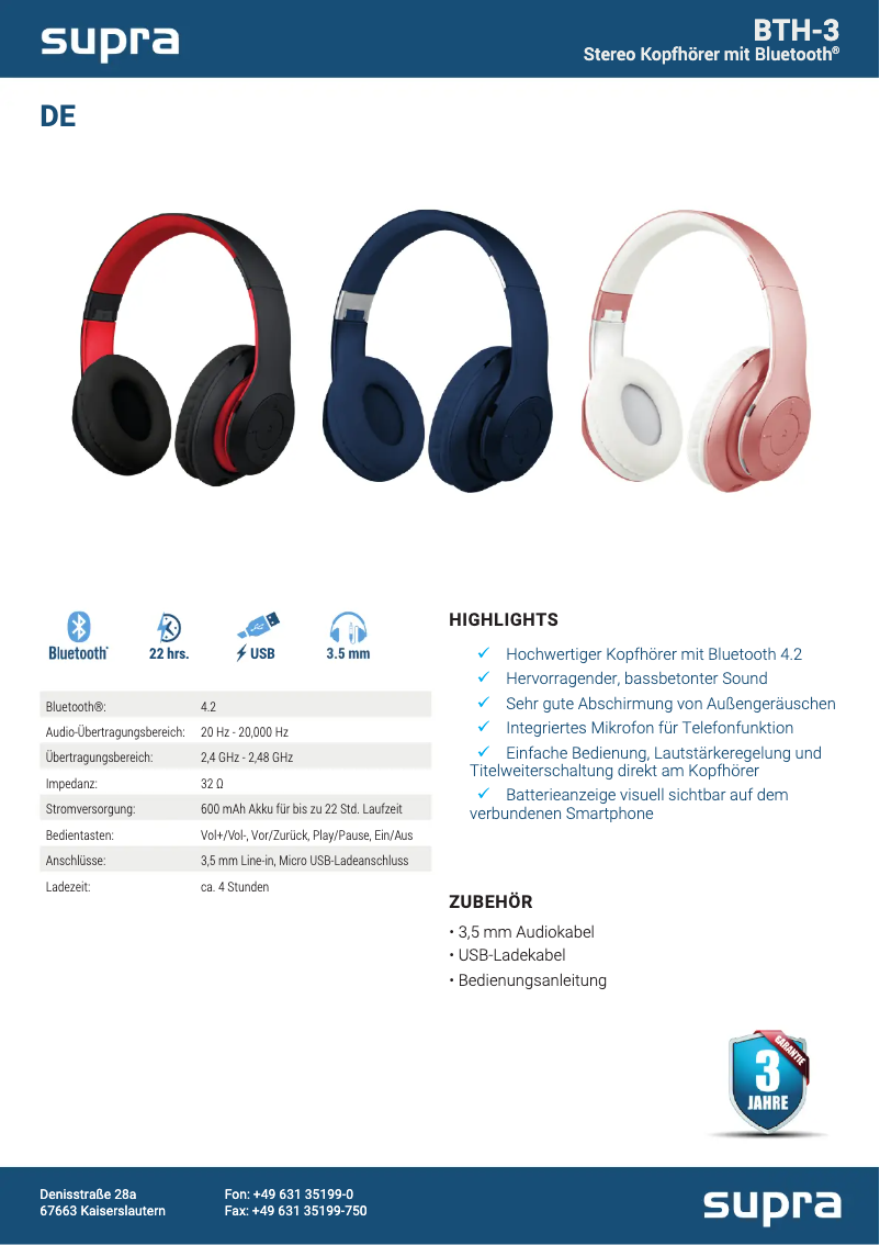 Page 1 of the manual User Manual Maginon BTH-3