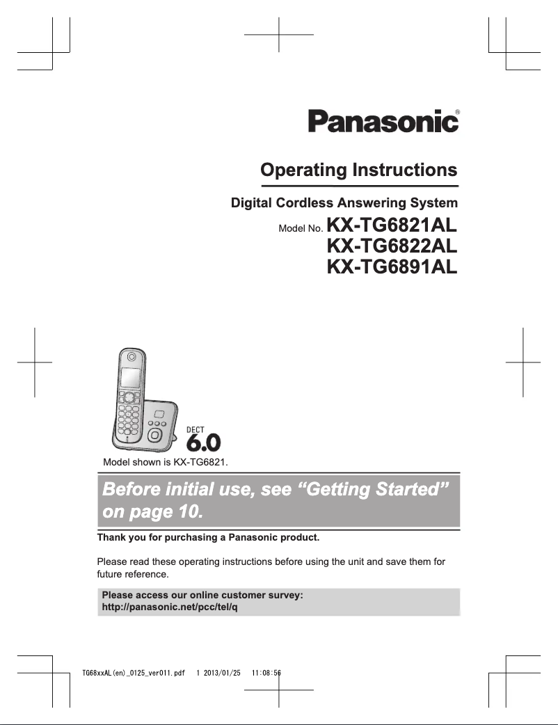 Page 1 of the manual User Manual Panasonic KX-TG6822AL