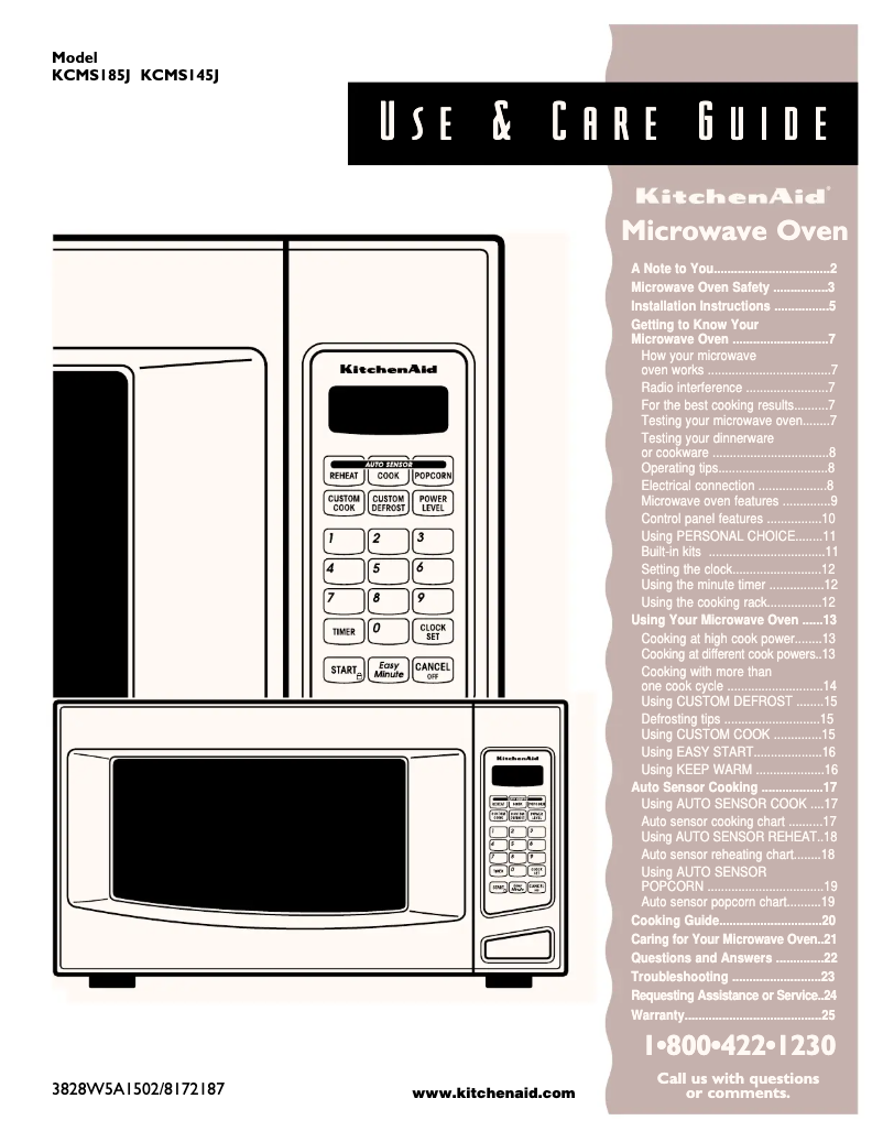 Page 1 of the manual User Manual KitchenAid KCMS185JBL3