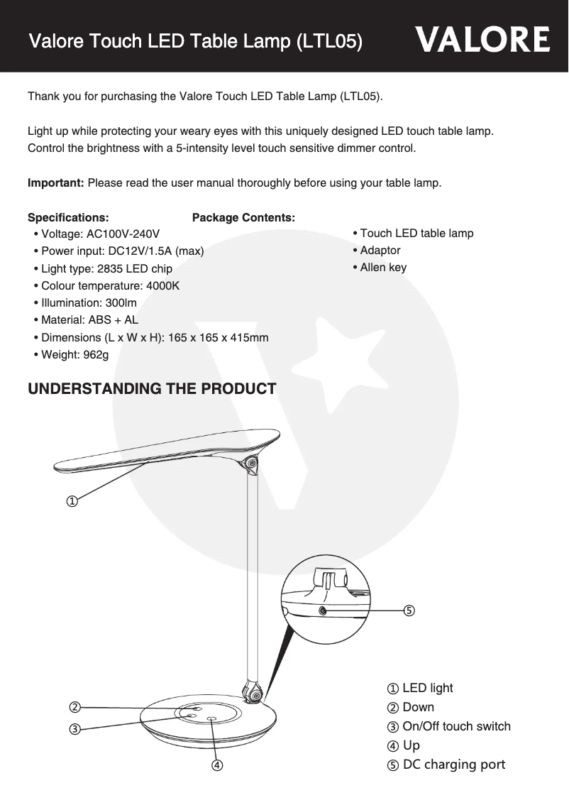 First page image of the manual for LTL05